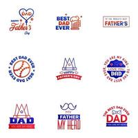 happy fathers day 9 Blue and red text design Vector calligraphy Typography poster Usable as background Editable Vector Design Elements