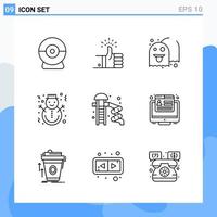 iconos de estilo moderno de 9 líneas delinean símbolos para uso general signo de icono de línea creativa aislado sobre fondo blanco paquete de 9 iconos vector