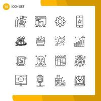 16 Icon Set Line Style Icon Pack Outline Symbols isolated on White Backgound for Responsive Website Designing vector