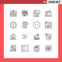 16 User Interface Outline Pack of modern Signs and Symbols of plus e audio commerce wire Editable Vector Design Elements