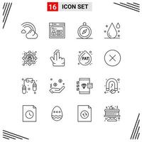 16 Icons Line Style Grid Based Creative Outline Symbols for Website Design Simple Line Icon Signs Isolated on White Background 16 Icon Set vector