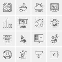 16 iconos universales de negocios vector ilustración de icono creativo para usar en proyectos relacionados con la web y dispositivos móviles