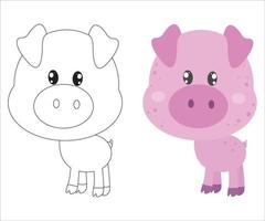 cute pig for coloring vector