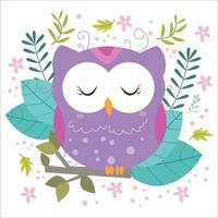 illustration vector graphic owl with plant  ornament  background