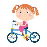 illustration vector graphic, little girl cycling