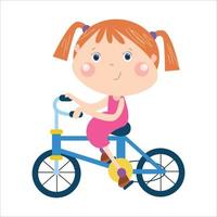 gráfico vectorial de ilustración, ciclismo de niña pequeña vector