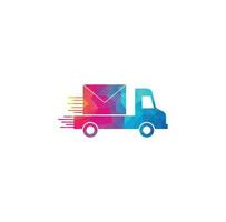 Truck car delivery logo vector design template with truck, car and speed symbol, fast delivery logo template. truck courier delivery logo.