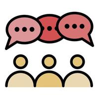 People group discussion icon color outline vector
