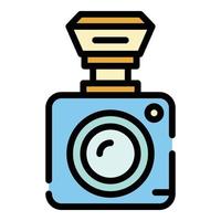 Surveillance camera icon color outline vector