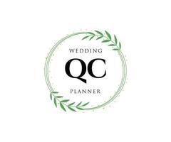 QC Initials letter Wedding monogram logos collection, hand drawn modern minimalistic and floral templates for Invitation cards, Save the Date, elegant identity for restaurant, boutique, cafe in vector