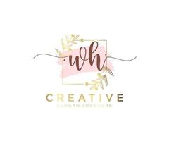 Initial WH feminine logo. Usable for Nature, Salon, Spa, Cosmetic and Beauty Logos. Flat Vector Logo Design Template Element.