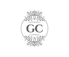 colección de logotipos de monogramas de boda con letras iniciales gc, plantillas florales y minimalistas modernas dibujadas a mano para tarjetas de invitación, guardar la fecha, identidad elegante para restaurante, boutique, café en vectores