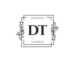 Initial DT feminine logo. Usable for Nature, Salon, Spa, Cosmetic and Beauty Logos. Flat Vector Logo Design Template Element.