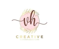 Initial VH feminine logo. Usable for Nature, Salon, Spa, Cosmetic and Beauty Logos. Flat Vector Logo Design Template Element.