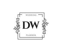 Initial DW feminine logo. Usable for Nature, Salon, Spa, Cosmetic and Beauty Logos. Flat Vector Logo Design Template Element.