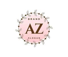 Initial AZ feminine logo. Usable for Nature, Salon, Spa, Cosmetic and Beauty Logos. Flat Vector Logo Design Template Element.