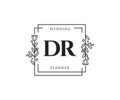 Initial DR feminine logo. Usable for Nature, Salon, Spa, Cosmetic and Beauty Logos. Flat Vector Logo Design Template Element.