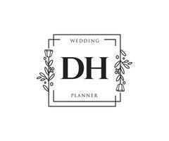 logotipo femenino dh inicial. utilizable para logotipos de naturaleza, salón, spa, cosmética y belleza. elemento de plantilla de diseño de logotipo de vector plano.