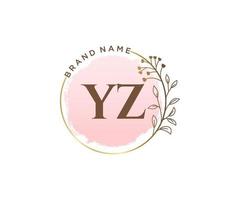 Initial YZ feminine logo. Usable for Nature, Salon, Spa, Cosmetic and Beauty Logos. Flat Vector Logo Design Template Element.