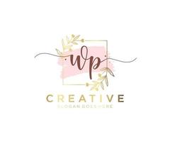Initial WP feminine logo. Usable for Nature, Salon, Spa, Cosmetic and Beauty Logos. Flat Vector Logo Design Template Element.