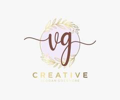 Initial VG feminine logo. Usable for Nature, Salon, Spa, Cosmetic and Beauty Logos. Flat Vector Logo Design Template Element.