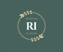 RI Initials letter Wedding monogram logos collection, hand drawn modern minimalistic and floral templates for Invitation cards, Save the Date, elegant identity for restaurant, boutique, cafe in vector