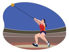 Female hammer thrower beautiful illustration vector