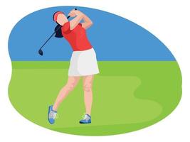 ilustración de golfista olímpica femenina. vector