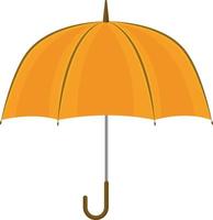 A bright orange umbrella with a brown handle. An accessory for protection from rain and bright sun. An umbrella for walking in rainy weather. Vector illustration isolated on a white background