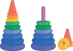 Children s pyramid. Bright color children s illustration with the image of children s pyramids.A collection of two pyramids. A toy for the development of logic. Vector illustration