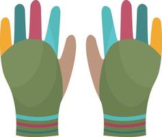 Bright warm multicolored gloves. Gloves to protect your hands in cold weather. Gloves for gardening. A means of protecting hands. Vector illustration isolated on a white background