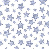 un patrón transparente brillante con la imagen de estrellas azules sombreadas, tamaños grandes y pequeños. impresión infantil para imprimir. ilustración vectorial sobre un fondo blanco vector