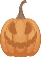 Jack-o-lantern. The image of a festive pumpkin lantern is a symbol of Halloween. An illustration of an autumn holiday. Vector illustration isolated on a white background