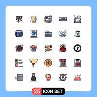 25 Thematic Vector Filled line Flat Colors and Editable Symbols of arrow technology chart electric air conditioner Editable Vector Design Elements