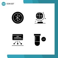 4 Creative Icons Modern Signs and Symbols of bluetooth marketing network globe board Editable Vector Design Elements