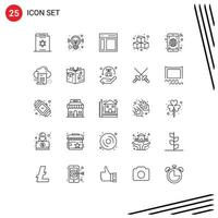 Mobile Interface Line Set of 25 Pictograms of play fun solution cubes sidebar Editable Vector Design Elements