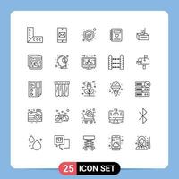 25 Universal Line Signs Symbols of influence corruption shield bribe heart Editable Vector Design Elements