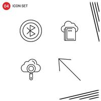 4 User Interface Line Pack of modern Signs and Symbols of bluetooth cloud network file search Editable Vector Design Elements