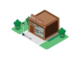 3d isometric Roadside bookstore. Vector Isometric Illustration Suitable for Diagrams, Infographics, And Other Graphic assets
