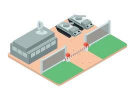 Edificio de fuerte militar isométrico 3d. ilustración isométrica vectorial adecuada para diagramas, infografías y otros activos gráficos vector