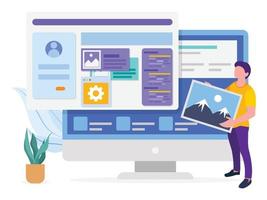 Male Front end developer designing dashboard vector