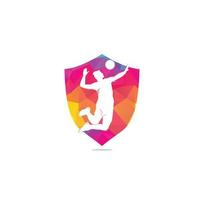 volleyball player logo.Abstract volleyball player jumping from a splash. Volleyball player serving ball. vector