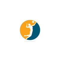 Female volleyball player logo.Abstract volleyball player jumping from a splash. Volleyball player serving ball. vector