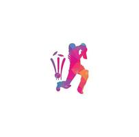 Batsman playing cricket. Cricket competition logo. Stylized cricketer character for website design. Cricket championship. vector