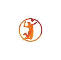 volleyball player logo.Abstract volleyball player jumping from a splash. Volleyball player serving ball. vector