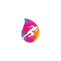 Running and Marathon drop shape concept Logo Vector Design. Running man vector symbol. Sport and competition concept.