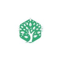 Green tree logo design. Abstract organic element vector design. Ecology Happy life Logotype concept icon.