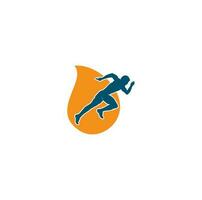 Running and Marathon drop shape concept Logo Vector Design. Running man vector symbol. Sport and competition concept.