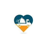 food truck heart shape concept logo design template. food delivery logo design vector