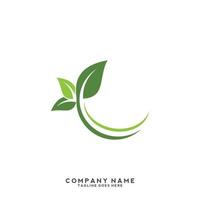 Green leaves logo. plant nature eco garden stylized icon vector botanical.